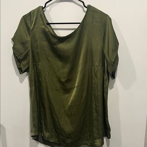 Lane Bryant Olive Green Short Sleeve Scoop Neck Blouse